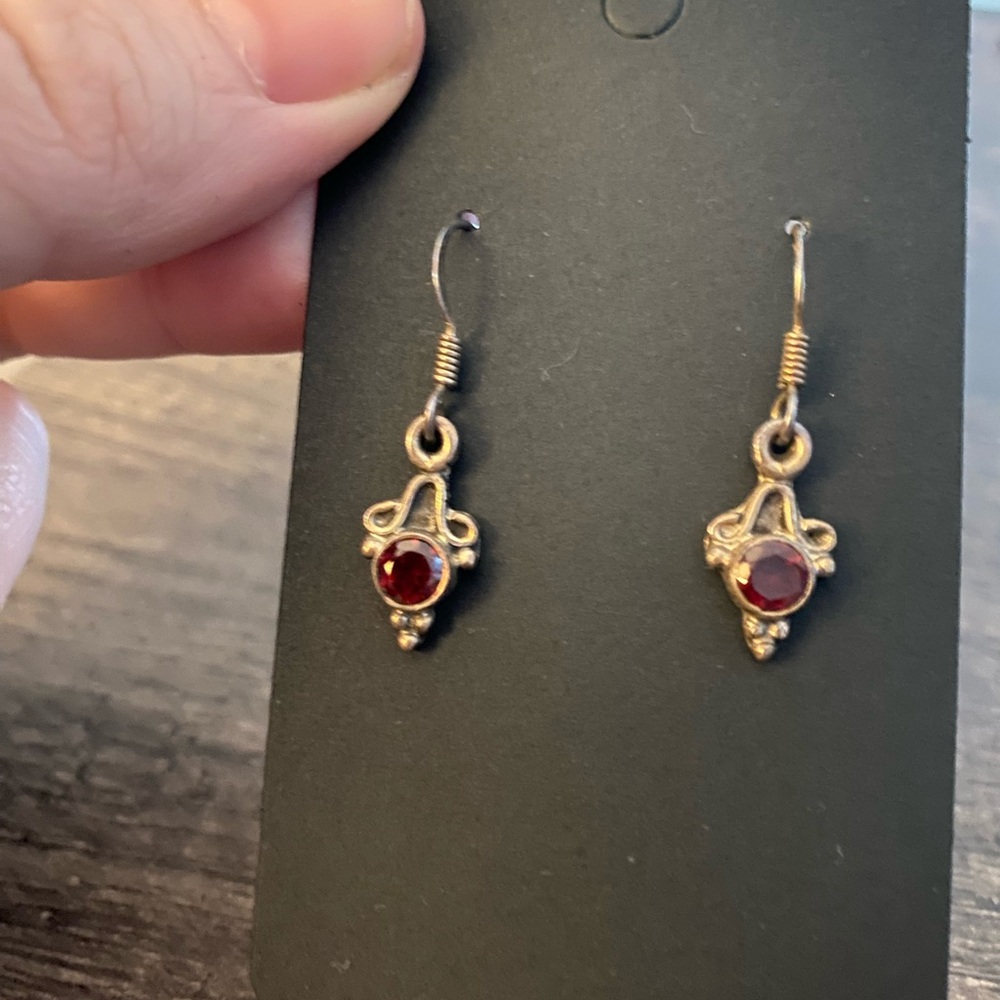 Silver and Stone Earrings - Picture 2 of 2